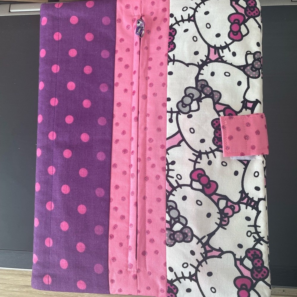 Hello Kitty composition note book with hand made fabric reusable cover